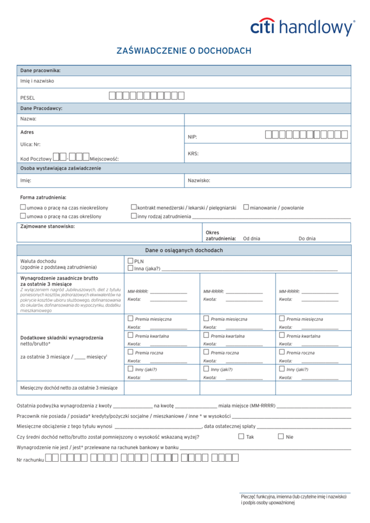 Zaświadczenie o zatrudnieniu
