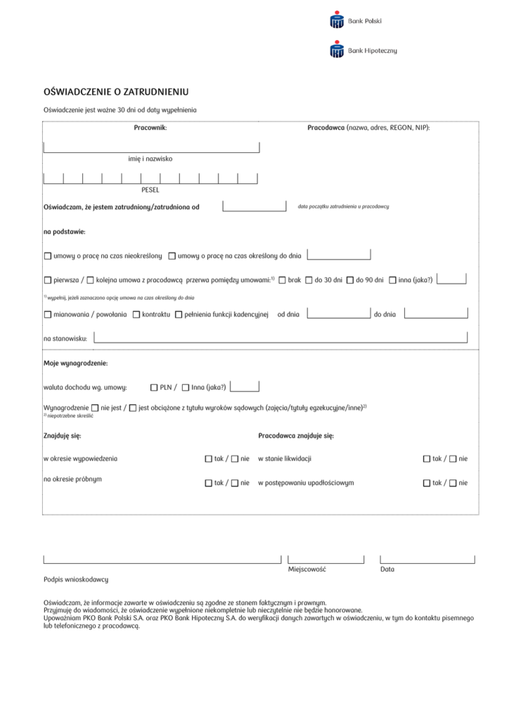 Zaświadczenie o zatrudnieniu