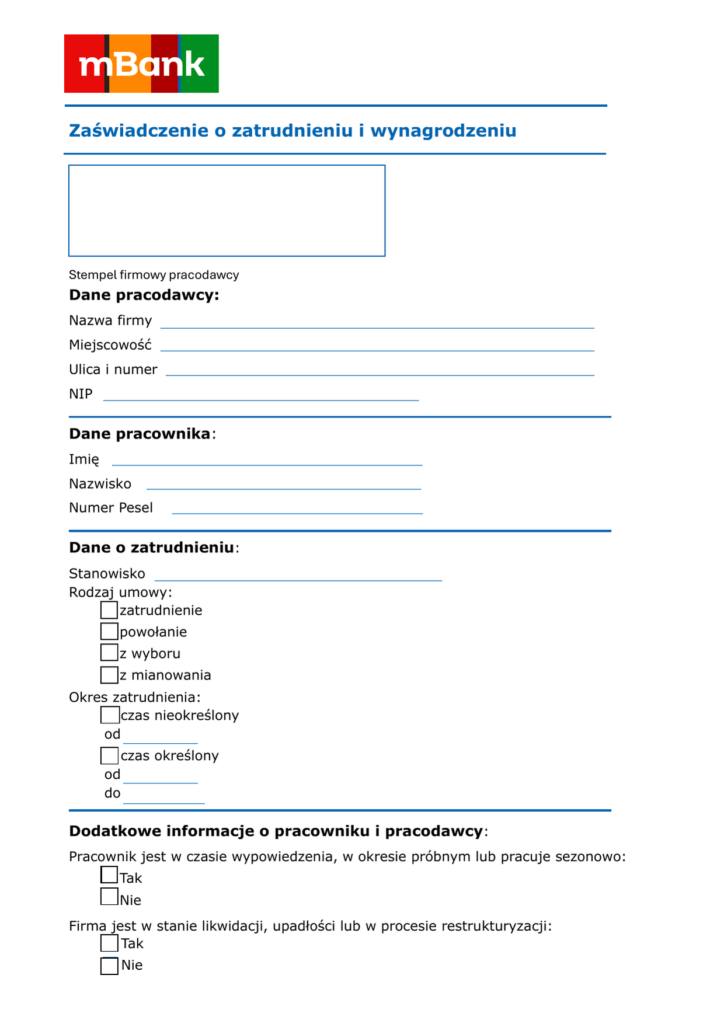 Zaświadczenie o zatrudnieniu